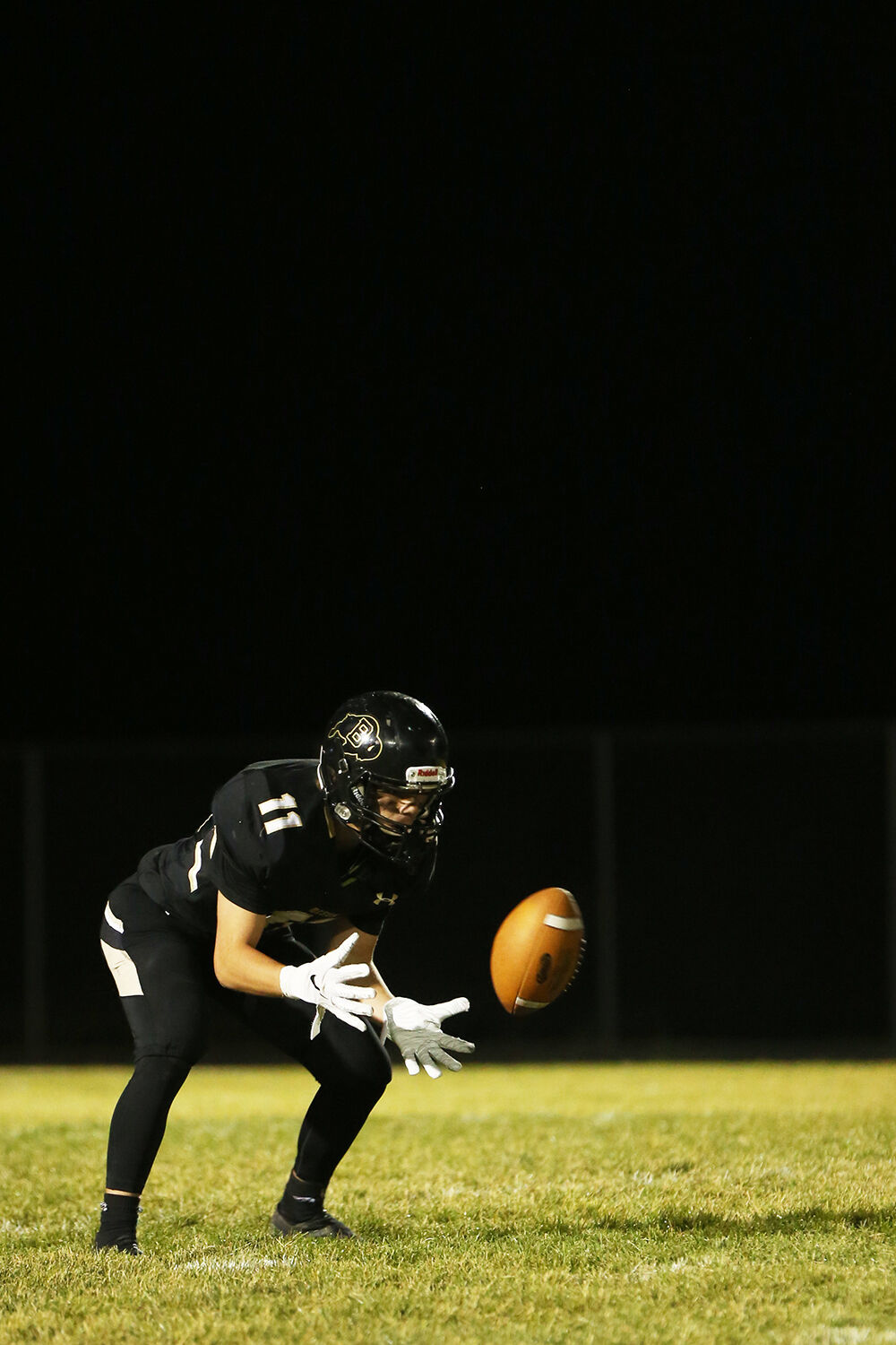 Anthony Peters watches the ball fall into his hands